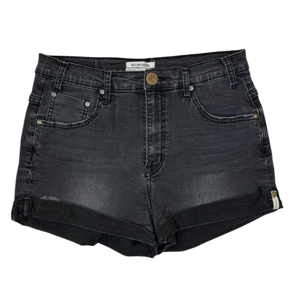 One Teaspoon Harlets Black High Rise Long Rise Fitted Twisted Cuff Hem Size 30 - Picture 1 of 9